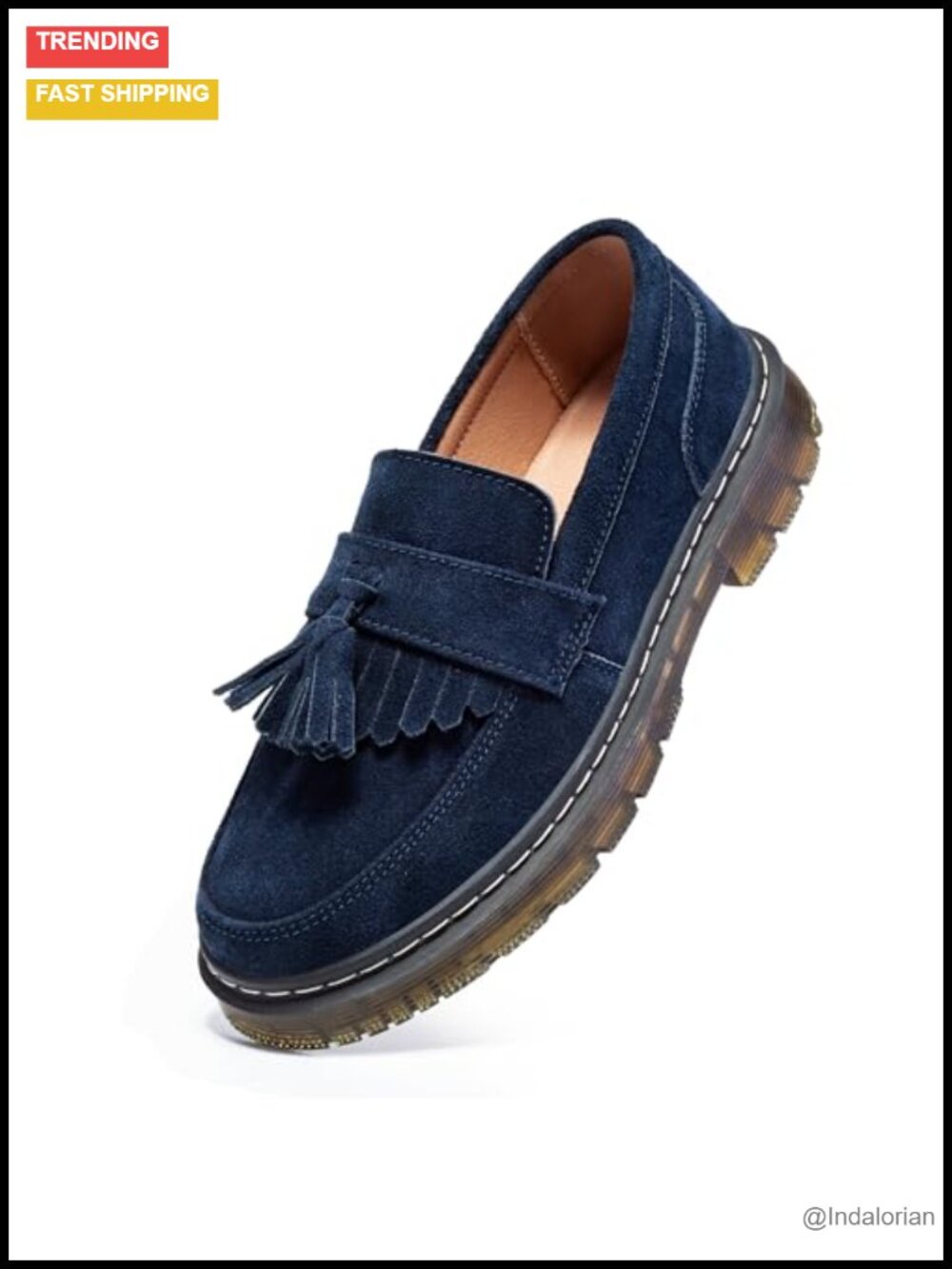 Womens Suede Penny Loafer Platform Chunky Heel Business Casual Slip-On Shoe